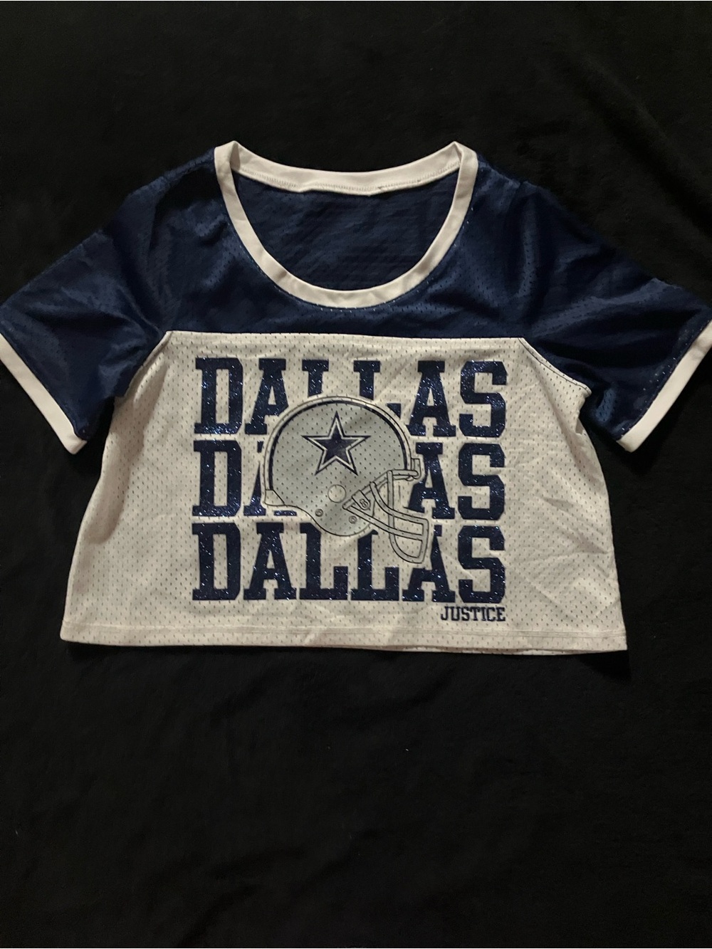 Justice Navy & White Dallas Graphic Crop Tee